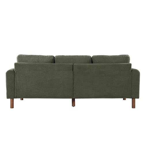 Christopher Knight Home Yadil Teddy Fleece Upholstered 3 Seater Sofa Couch, Wooden Home Sofa Living Room, Comfy Cloud Couch for Bedroom, Home Office, Olive Green Christopher Knight Home