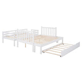 Twin over Full Bunk Bed with Trundle, Wood Bunk Bed with Storage Cabinet and Drawers, Convertible Bunk Beds Twin over Full Size Split into 3 Beds for Kids, Teens, Adults, Noise-reduced, White Harper & Bright Designs