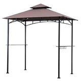 Four Seasons Courtyard BBQ Grill Gazebo with LED Lights, 2 Glass Shelves, and Powder Coated Steel Frame for Backyard Lawn and Outdoor Use, Brown Four Seasons Courtyard
