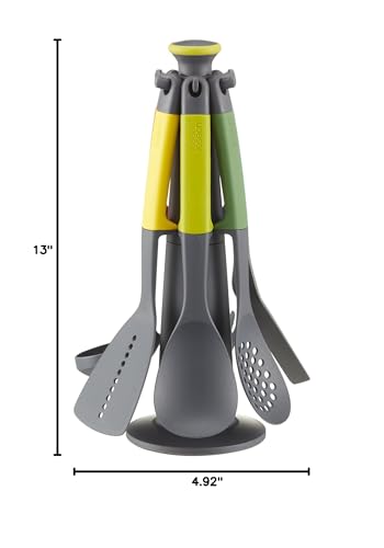 Joseph Joseph Elevate Carousel Nylon Kitchen Utensil Set with Rotating Storage Stand, 6-Piece, Rainbow Joseph Joseph