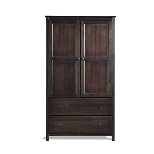 Grain Wood Furniture Shaker 2-Door Wardrobe, Solid Wood with Expresso Finish Grain Wood Furniture