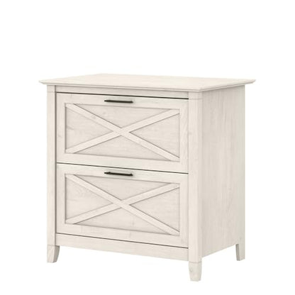 Bush Furniture Key West 2 Lateral File Cabinet | Document Storage for Home Office | Accent Chest with Drawers, Casual, Linen White Oak