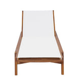 Christopher Knight Home Tristy Chaise Lounge Chair Outdoor, Acacia Wood Frame Sunbathing Pool Lounger, Adjustable Backrest Single Lounge Sofa, Patio Lounge Chaise for Poolside, White + Natural