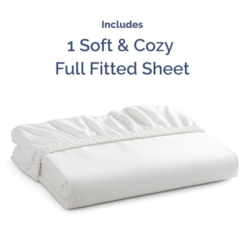 Full Fitted Bed Sheet - Bottom Single Fitted Sheet Only - Ultra-Soft Hotel Luxury Bedding w/ 8-16 Inch Deep Pockets - Breathable, Cooling & Wrinkle Free - Easy-Care, Fade & Shrink Resistant - White CGK Unlimited
