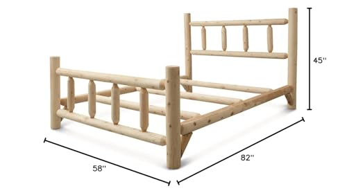 CASTLECREEK Wood Bed Frame with Headboard, Cabin Decor, Heavy Duty, Rustic, Full, Cedar Log CASTLECREEK