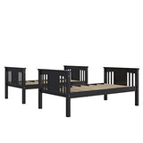 DHP Dylan Twin Over Twin Bunk Bed, Espresso, Sturdy Wood Construction, Converts to 2 Twin Beds, Guard Rails, Step Ladder DHP