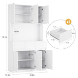 71" Kitchen Pantry Cabinet,Tall Storage Cabinet with Doors & Shelves Adjustable, Kitchen Storage Hutch with Microwave Shelf,Coffee Bar,Led Lights&Charging Station,Corner Pantry Cabinet for Living Room IDEALHOUSE
