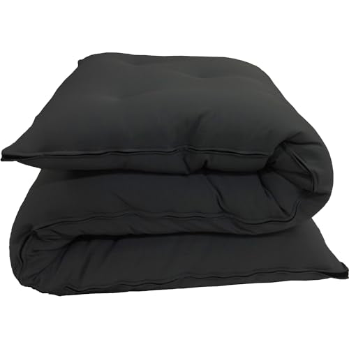 D&D Futon Furniture Traditional Japanese Floor Rolling Futon Mattress, Cotton Batting/Foam/Polyester Batting, Foldable Bed (Black, 3 x 54 x 80 (in) Full Size) D&D Futon Furniture