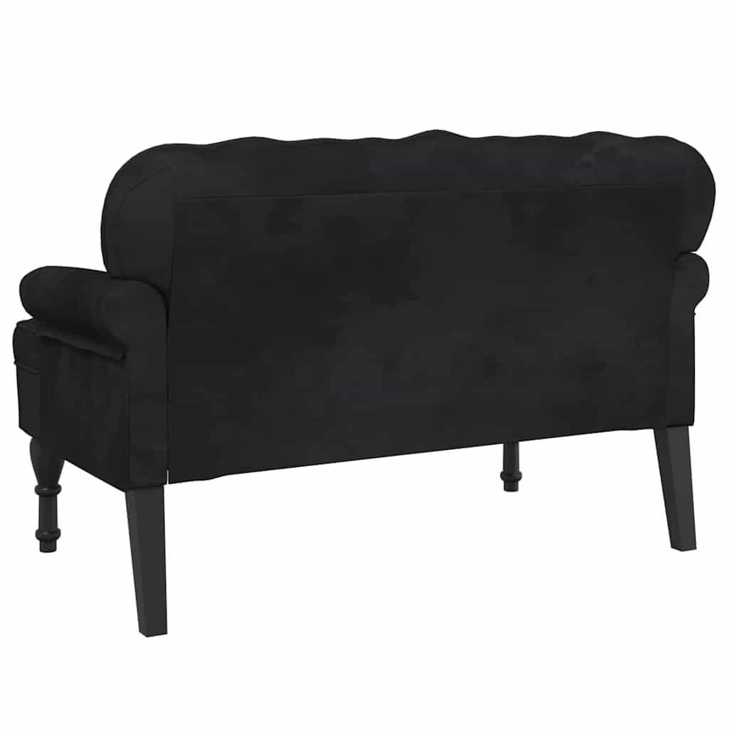 vidaXL 47" W Small Loveseat, Velvet Chesterfield Sofa with Button Tufting & Rolled Armrests for Small Spaces, 2 Seater Couch for Living Room & Bedroom, Black vidaXL