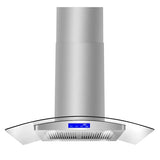 COSMO COS-668ICS900 36 in. Lumin Collection 380 CFM Ducted Island Range Hood, Soft Touch Controls, LED Lights, Stainless Steel COSMO