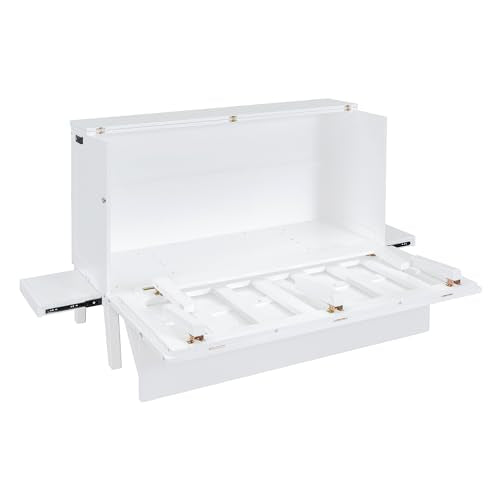 Jintop Queen Size Murphy Bed Chest,Cabinet Hideaway Bed with USB Port and Removable Shelves on Each Side,Wood Wall can be Folded,Platform Bedframe for Kids Bedroom,Student Dorms,White Jintop