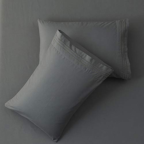 SONORO KATE Bed Sheet Set Super Soft Microfiber 1800 Thread Count Luxury Egyptian Sheets 16-Inch Deep Pocket Wrinkle and Hypoallergenic-4 Piece(Queen Dark Grey) SONORO KATE