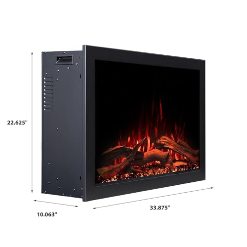 Modern Ember Highmark Traditional 33 Inch Built-in Smart Electric Fireplace Insert | Alexa/WiFi Enabled - Remote Included | Electric Firebox Heater with Multi-Color Flames | 1500W Modern Ember