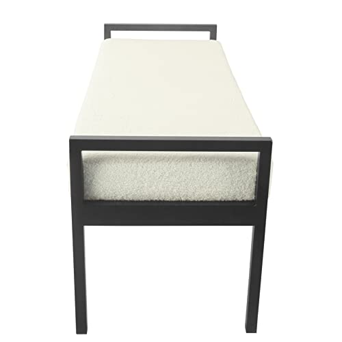 HomePop Modern Metal Bench|Bench for Living Room & Bedroom | Decorative Home Furniture -Sherpa Cream HomePop