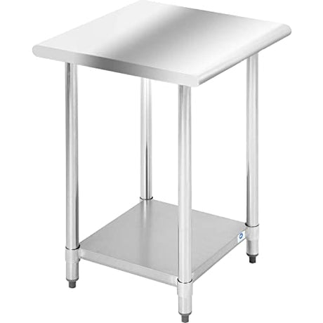 Stainless Steel Work Table Kitchen Work Table Scratch Resistent Commercial Work Table Metal Table with Adjustable Table Foot for Kitchen Home Restaurant (24Wx24L) FDW
