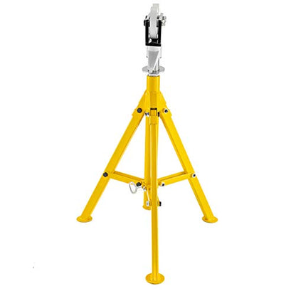 VEVOR 0.5-12 inch Adjustable Height 32"-55" 2500Lb Capacity Portable High Pipe Stand with Roller Head Fold A Trailer Jacks, Yellow - WoodArtSupply