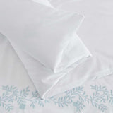 Martha Stewart - King Duvet Cover Set, 100% Soft Cotton Bed Set with a Smooth Cotton Percale Reverse, 3 Piece Floral Bedding with Matching Pillowcases (Garden Path Embroidery Blue) Martha Stewart
