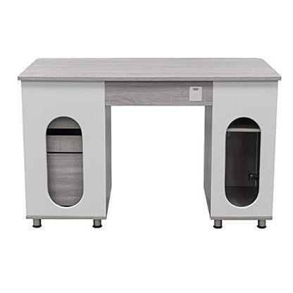 47.5'' Computer Desk with File Cabinet and Drawers, Storage Cabinet with Removable Shelf and Ventilation for CPU, Home Office Desk or Computer Workstation with Keyboard Tray, Grey