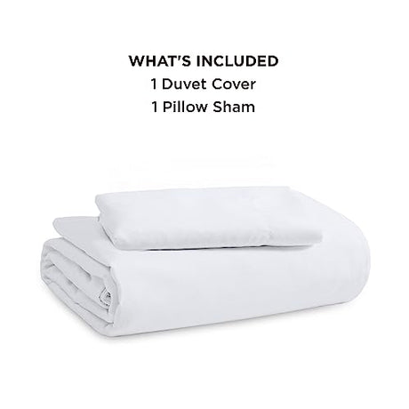 Bedsure Duvet Cover Twin/Twin XL Size - 2 Pieces Prewashed Cotton-Like Polyester Extra Soft Bedding Set, Includes 1 Twin Duvet Cover 68''x90'' with Zipper Closure & 1 Pillow Sham, White, No Comforter Bedsure