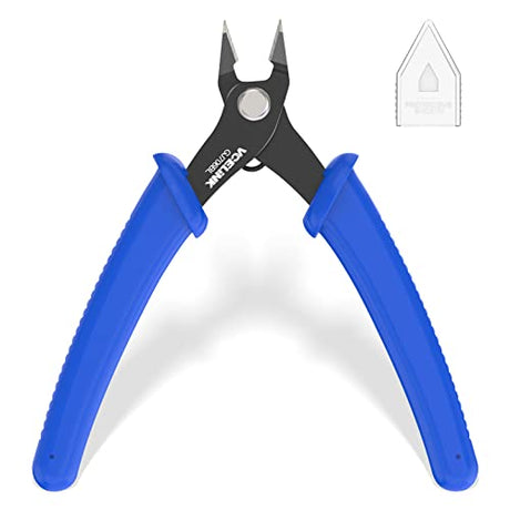 VCELINK Small Wire Cutter Spring-loaded GJ706BL, Precision Flush Cutter Pliers Diagonal Cutters for Electronics, Jewelry Making, Model Craft and 3D Printer, 5-Inch VCELINK