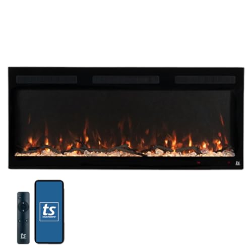 Touchstone Smart Electric Fireplace-The Fury 50" Wide- 4.5" Thin in Wall Recessed-100 Realistic Flame/Ember Bed Color Combos-1,500W Heater-Larger Viewing Area-Alexa/WiFi Enabled - Thumbnail 2