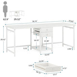 Tribesigns 79 Inch Extra Long Desk, Double Desk with 2 Drawers, Two Person Desk Long Computer Desk with Storage Shelves, Writing Table Study Desk for Home Office, White Tribesigns