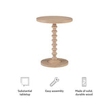 Powell Natural Tarkin Round Wood Turned Spindle Pedestal Side Accent Table Powell