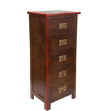 Kemtpase Modern Solid Oak Wood Dresser with 5 Drawers Narrow Chest of Tall Dresser Cabinet Storage Organiser Bedside Modern Dressers for Bedroom Kemtpase