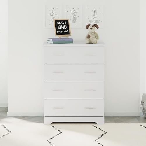 Storkcraft Brookside 4 Drawer Dresser (White) – GREENGUARD Gold Certified, Nursery Dresser for Kids Bedroom, Chest of Drawers Storkcraft