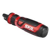 SKIL Rechargeable 4V Cordless Screwdriver with Circuit Sensor Technology, Includes 9pcs Bit, 1pc Bit Holder, USB Charging Cable - SD561201, Red Skil
