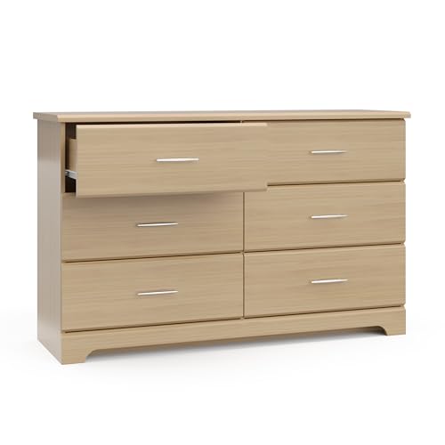Storkcraft Brookside 6 Drawer Double Dresser (Driftwood) – Dresser For Nursery, 6 Drawer Dresser, Kids Dresser, Nursery Dresser Drawer Organizer, Chest of Drawers Stork Craft