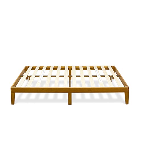 King Size Oak Platform Bed Frame with Sturdy Wooden Legs by East West Furniture - WoodArtSupply