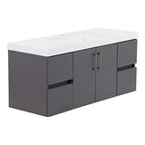 Spring Mill Cabinets Innes 48 Inch Floating Bathroom Vanity with White Single Sink Top, 2-Door Cabinet, 4 Soft-Close Drawers, 48.5" W x 18.75" D x 22.25" H, Cement Spring Mill Cabinets