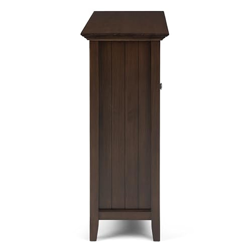 SIMPLIHOME Acadian SOLID WOOD 39 inch Wide Transitional Medium Storage Cabinet in Natural Aged Brown, with 2 Tempered Glass Doors, 4 Adjustable Shelves SIMPLIHOME