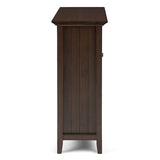 SIMPLIHOME Acadian SOLID WOOD 39 inch Wide Transitional Medium Storage Cabinet in Natural Aged Brown, with 2 Tempered Glass Doors, 4 Adjustable Shelves SIMPLIHOME