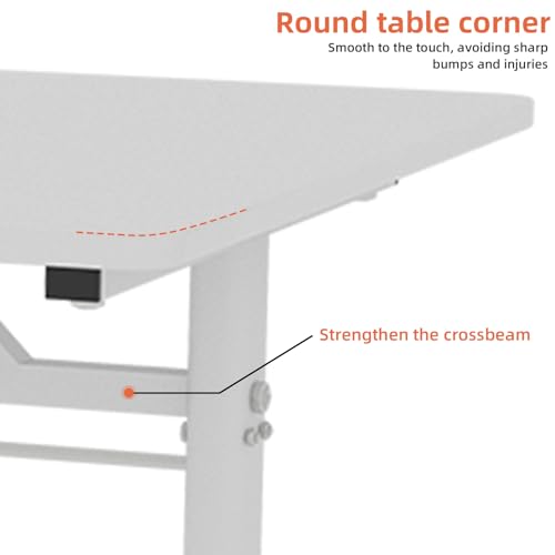roomfitters 47" Adjustable Height Study Desk – Compact Multi-Purpose Desk, Manual Crank Standing Desk with 330 lbs Load Capacity, White roomfitters