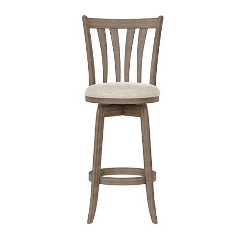Hillsdale 29.5" Savana Wood Swival Bar Height Stool, Brown Gray Hillsdale
