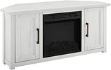 Crosley Furniture Camden Corner Fireplace TV Stand for 50+ inch TVs, Entertainment Center with Storage Shelves, Whitewash Crosley Furniture