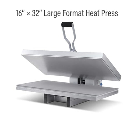16x32 Large Format Manual Heat Press Machine 110V 2600W, Heavy-Duty Professional High Pressure Heat Transfer for T-Shirts Mouse Pads License Plates, Sublimation, Htv, and More (Grey) Impels