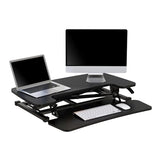 Realspace® P10 Pneumatic Standing Desk Riser Converter with Keyboard Tray, 20"H x 31-1/2"W x 25"D, Black Realspace