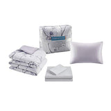 Comfort Spaces Bed in A Bag - Trendy Casual Design Cozy Comforter with Complete Sheet Set with Side Pocket, All Season Cover, Matching Shams Twin XL(66 in x 90 in), Kate, Grey/Purple 6 Piece Comfort Spaces