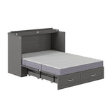 AFI Hamilton Full Murphy Bed Chest with Mattress, Storage, and Built-in Charger in Grey AFI