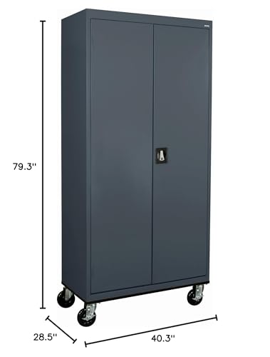 Sandusky Lee TA4R362472-02 Transport Series Mobile Storage Cabinet with Wheels, Adjustable Shelves, 230lb Capacity, 24" Depth x 36" Width x 78" Height, Charcoal Sandusky