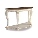 Signature Design by Ashley Realyn French Country Semi-Circle Console Table, White & Brown Signature Design by Ashley