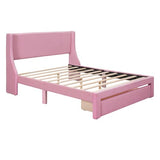 Anwick Queen Size Storage Bed Frame Velvet Upholstered Platform Bed with a Big Drawer, Upholstered Bed Frame with Strong Wooden Slats, No Box Spring Needed, Easy Assembly (Pink, Queen) Anwick