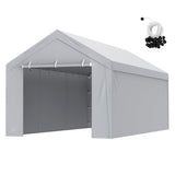 VEVOR Carport Replacement Canopy Cover Top + Side Wall 12 x 20 ft, Garage Tent Shelter Tarp Heavy-Duty Waterproof & UV Protected, Easy Installation with Ball Bungees,Grey (Frame Not Included) VEVOR
