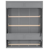 Merax Full Size Murphy Bed with Sofa Chair, Can be Folded Wall Bed with Storage Shelves and Light for Guest Room,Living Room and Bedroom Merax