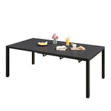 DIFY 47"-78.7" Extendable Outdoor Furniture Dining Table for 6-8, Black Rectangular Patio Dining Table with Metal Frame for Garden, Lawn, Poolside and Yard DIFY