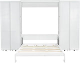 MERITLINE Queen Murphy Bed Cabinet with Storage Bookshelf Bookcase, Wood Hidden Foldable White Murphy Wall Bed with Storage Shelves for Adults MERITLINE