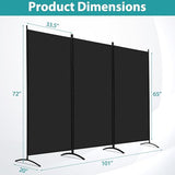SUPER DEAL Room Divider, 6 Ft Folding Privacy Screens, 3 Panel Portable Room Partition Separator with Wide Metal Stands Freestanding Temporary Wall for Home, Office, Bedroom, 101" W X 72" H, Black SUPER DEAL